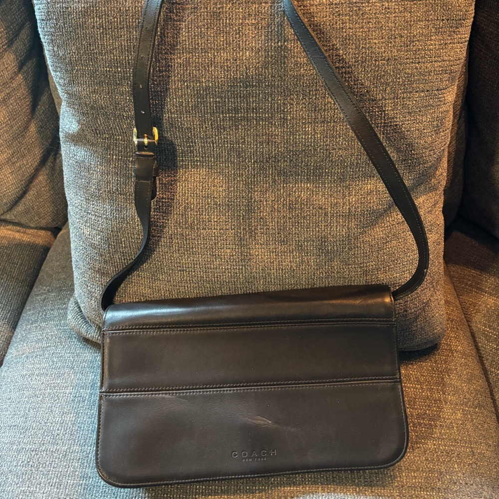 Coach 9091 Black Envelope Crossbody Shoulder Bag Leather